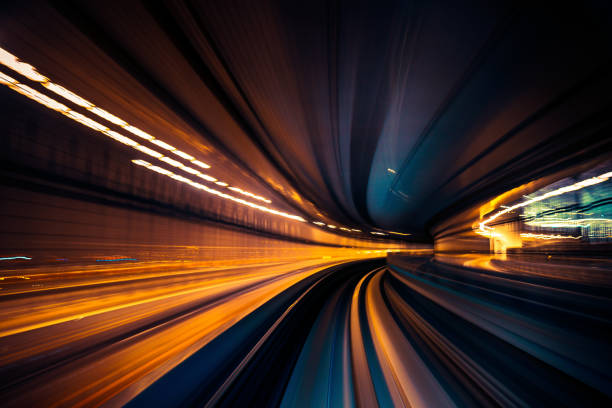 istock High speed train driving along the rails , Motion Blur Abstract 1213570938