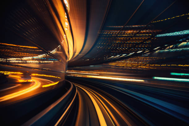 istock High speed train driving along the rails , Motion Blur Abstract 1213570953