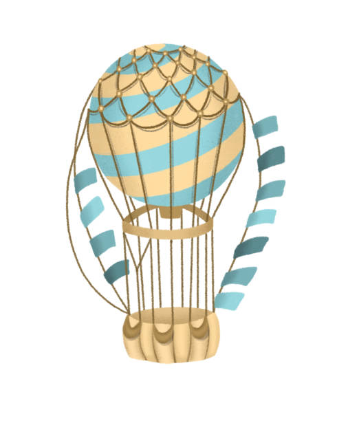 illustrazioni stock, clip art, cartoni animati e icone di tendenza di mongolfiera retrò in tonalità blu e marrone, illustrazione disegnata a mano isolata su sfondo bianco - hot air balloon party carnival balloon