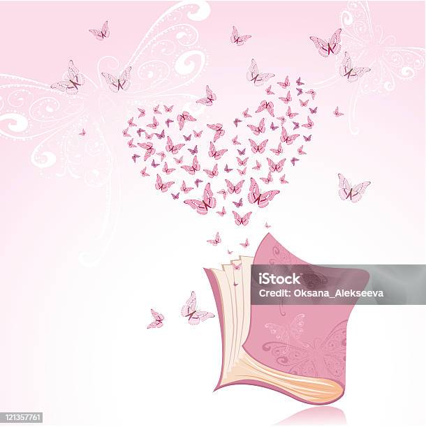 Книга С Розовый Бабочки — стоковая векторная графика и другие изображения на тему Бабочка - Бабочка, Абстрактный, Бумага