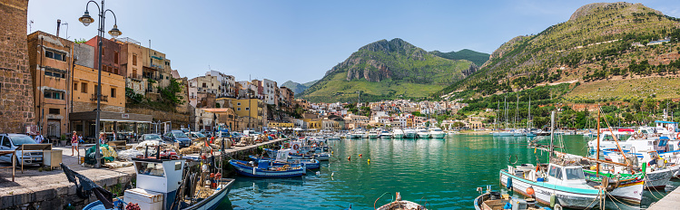 Port of the ancient village of Castellammare del Golfo in Sicily with its boats