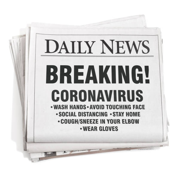 guía de salud de prevención del coronavirus del periódico headline - newspaper reportage stack journalist fotografías e imágenes de stock
