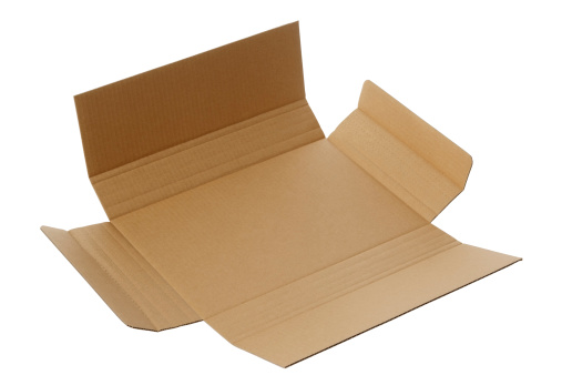 Opened blank cardboard box isolated on white background with clipping Path.