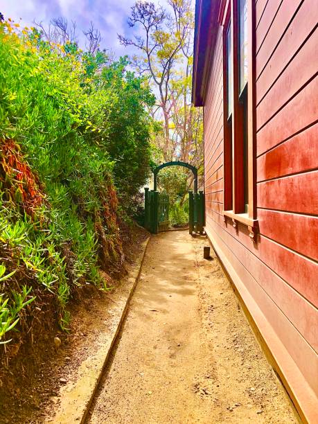istock Pathway on the side of a rustic house 1213579895