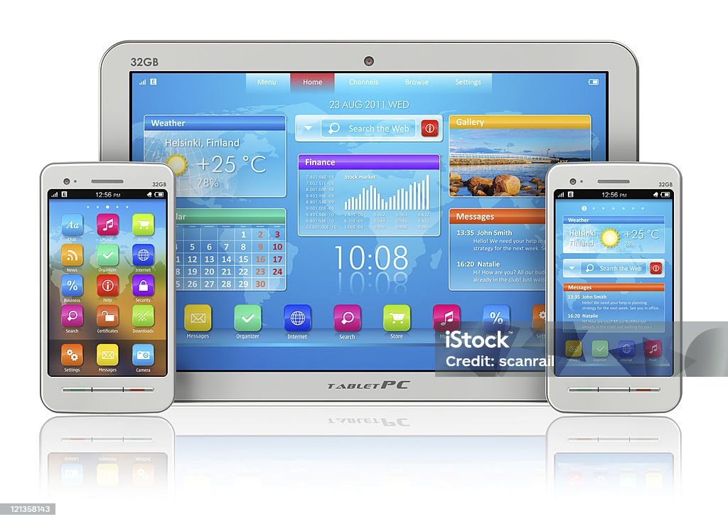 Tablet-PC und smartphones - Lizenzfrei Mobile Anwendung Stock-Foto