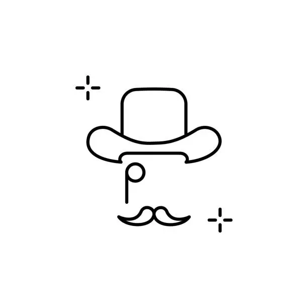 Vector illustration of Hat, mustache icon. Simple line, outline vector elements of theatre for ui and ux, website or mobile application
