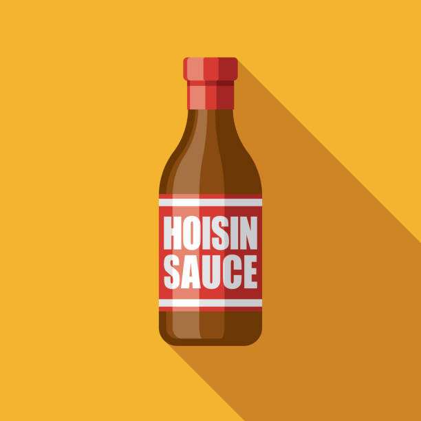 Hoisin Sauce Condiment Icon A flat design Hoisin Sauce icon with long side shadow. File is built in the CMYK color space for optimal printing. Color swatches are global so it’s easy to change colors across the document. hoisin sauce stock illustrations