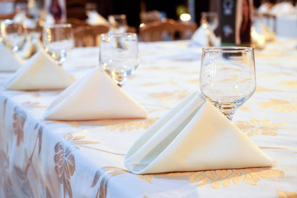 istock beautiful party dinner table with napkins bowls on blurred background 1213582567