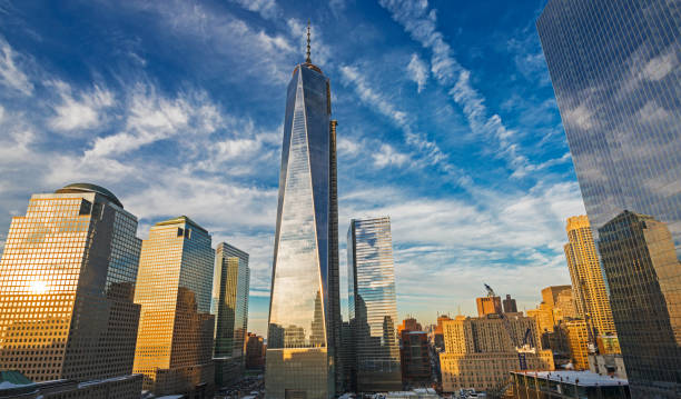 One World Trade Center at sunset, New York One World Trade Center at sunset, New York one world trade center photos stock pictures, royalty-free photos & images