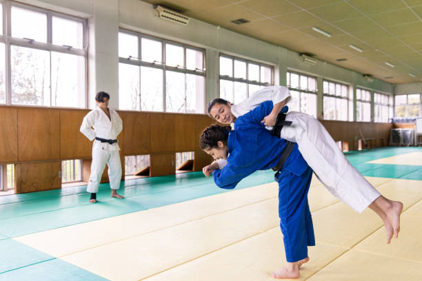 istock Young Judo athletes practicing in Dojo in the morning 1213583863