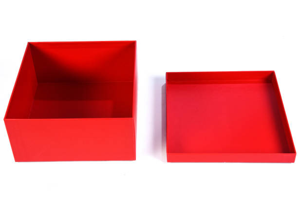 istock beautiful red gift box with open lid with side view and space for text on white background 1213584783