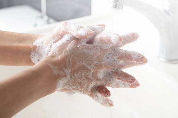 istock Washing hands. daily personal care against viruses, bacteria, microbes. 1213585504