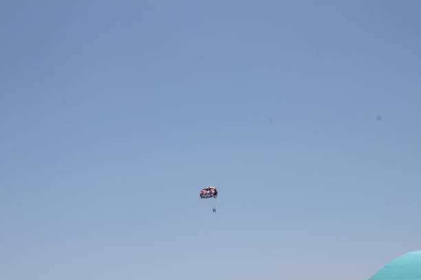 Parasailing Parasailing in the blue sky in Miami Beach. miami parachuting stock pictures, royalty-free photos & images