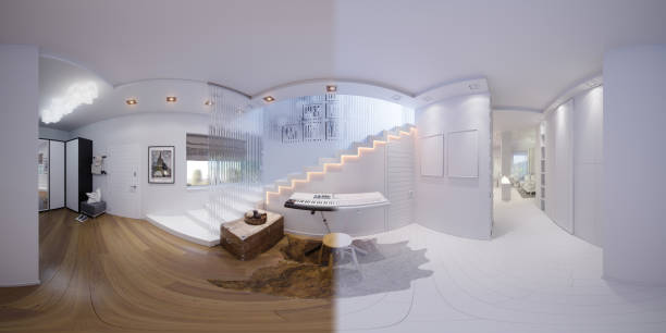 istock Render seamless panorama of staircase hall 1213594740