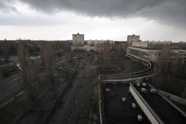 istock Central square of abandoned ghost town Pripyat in Chernobyl zone 1213596486