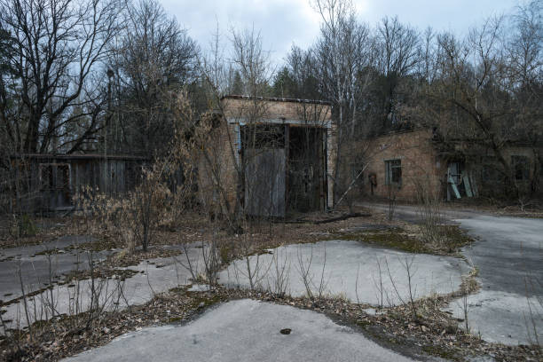 istock Abandoned garages near Pripyat in Chernobyl zone 1213596607