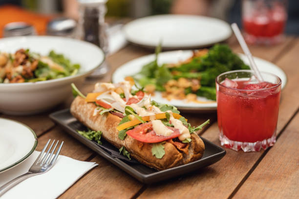 Gourmet Healthy Sub Sandwich As Part Of Al Fresco Dining Lunch At Rustic Deli