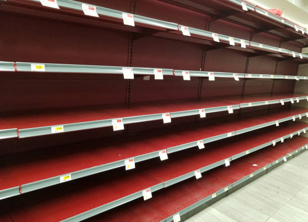 istock Empty shelves  at the grocery store / supermarket. 1213597723