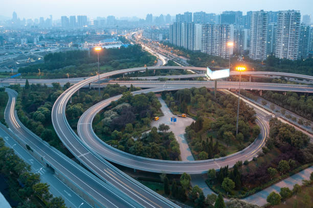 istock Urban overpass road traffic 1213601070
