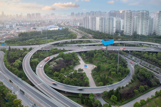 istock Urban overpass road traffic 1213601136