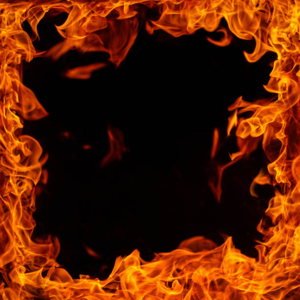 istock Frame made by blazing flame isolated on black background 1213609660