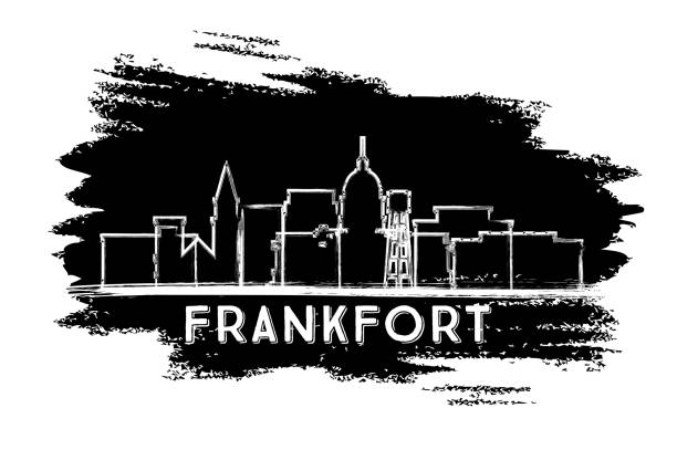 Frankfort Kentucky USA City Skyline Silhouette. Hand Drawn Sketch. Frankfort Kentucky USA City Skyline Silhouette. Hand Drawn Sketch. Business Travel and Tourism Concept with Historic Architecture. Vector Illustration. Frankfort Cityscape with Landmarks. frankfort kentucky stock illustrations