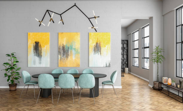 Free Stock Photo of Elegant Modern Dining Area with Art | Download Free ...