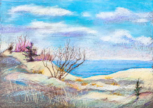 Dunes on the coast in sunny March day, Curonian Spit