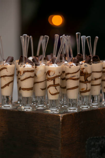 istock Grouping of Parfait servings on a vintage table for a party event 1213615839