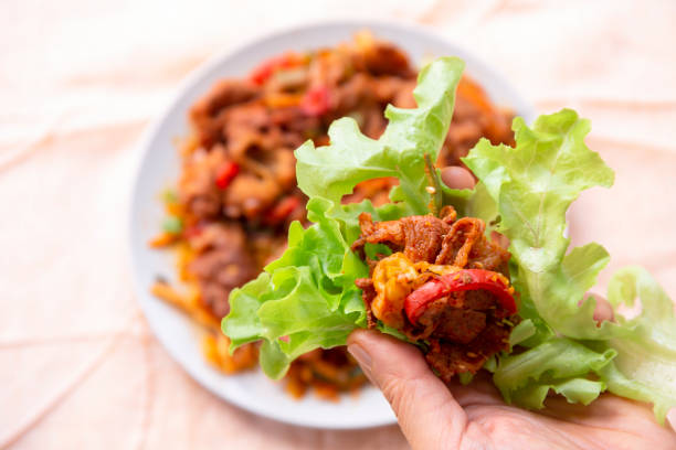 istock Stir fried with pork and vegetables 1213615897
