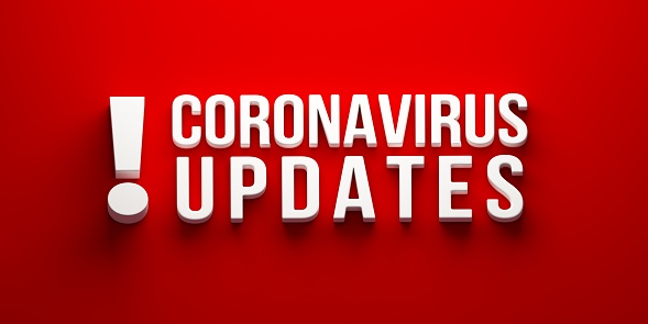 3D text Coronavirus Updates cover page for website
