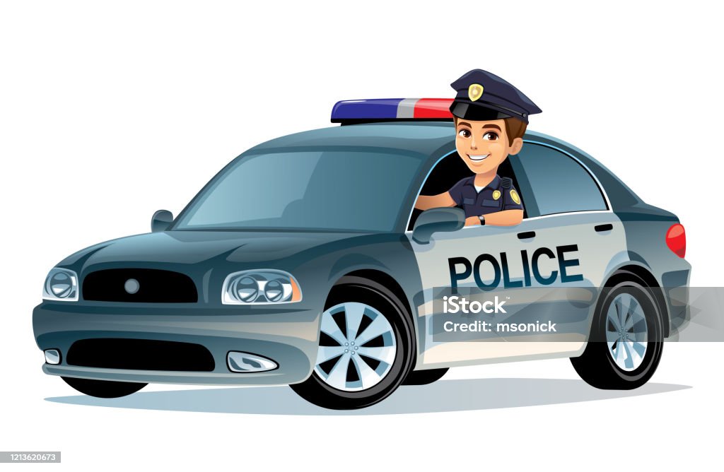 경찰과 경찰차 경찰차에 대한 스톡 벡터 아트 및 기타 이미지 - 경찰차, 만화, 경찰관 - Istock