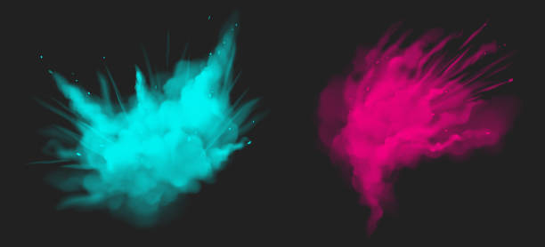 ilustrações de stock, clip art, desenhos animados e ícones de holi paint powder color explosion realistic - powder blue