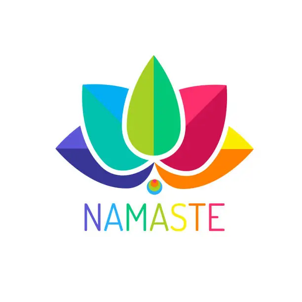 Vector illustration of Namaste Colorful Minimal Lotus Design