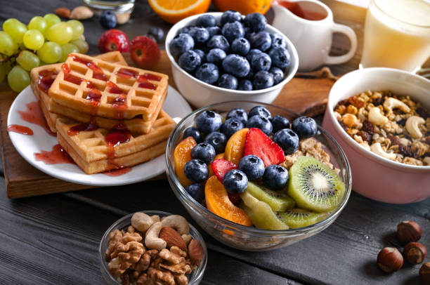 istock Breakfast with fruits, berries, granola. 1213623812