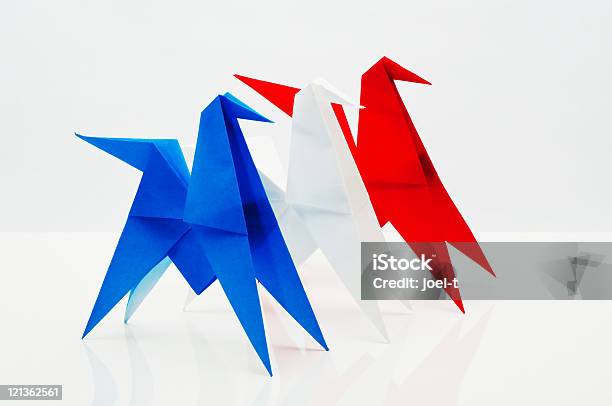 Origami Horses Stock Photo - Download Image Now - Animal, Art And Craft, Blue