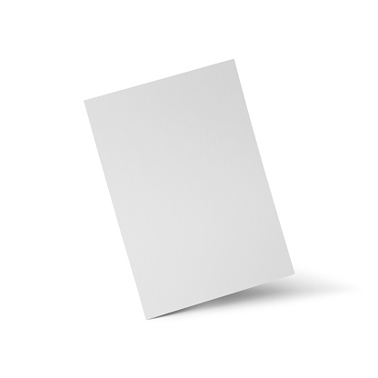 Plantilla de maqueta de papel blanco en blanco en fondo blanco aislado, ilustración 3D photo