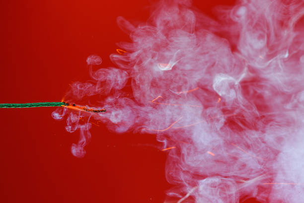 istock Burning fuse wick dynamite of fireworks cord 1213630586