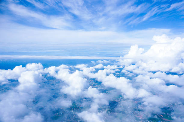 istock View from airplane window city and Cloud 1213631118