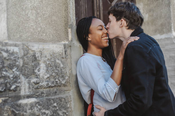 istock Cute, mixed race couple 1213636139
