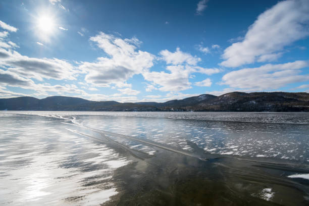 istock Frozen lake and mountains 1213639224