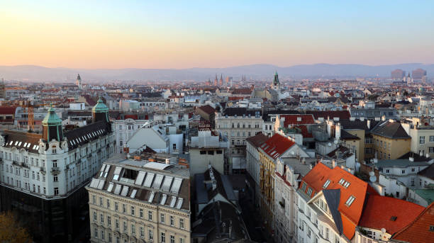 Aerial view Of Vienna - Cityscape Aerial view Of Vienna Austria - Cityscape heldenplatz stock pictures, royalty-free photos & images
