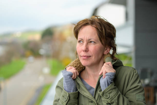 Middle-aged Hispanic woman in a winter jacket