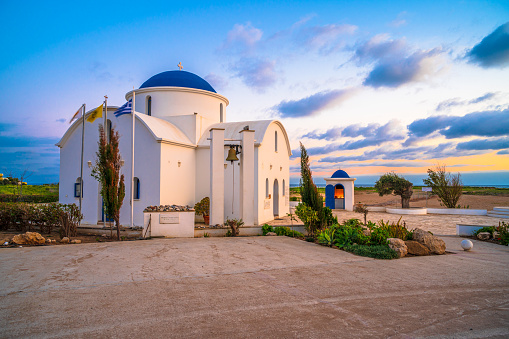 St Nicholas Greek Orthodox church on the Mediterranean coast of Geroskipou, Pahos, Cyprus