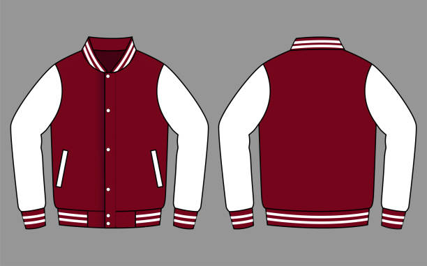 вектор дизайна куртки с багровым/белым цветами - 1960s style clothing shirt jacket stock illustrations