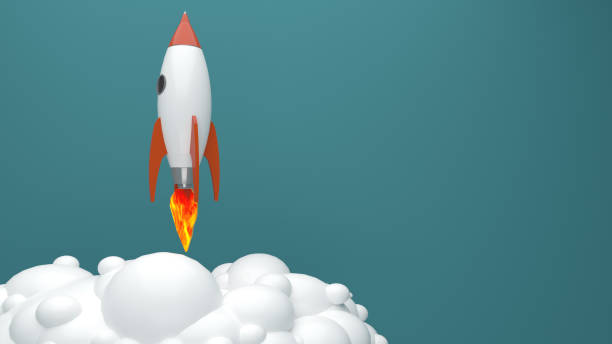 istock Businessman Flying with a Rocket to Successful background vector. Business concept illustration.3d rendring.rocket illustration flying over cloud. 1213646755