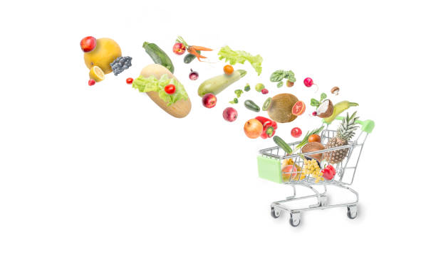 istock Basket with products on a white background 1213653937