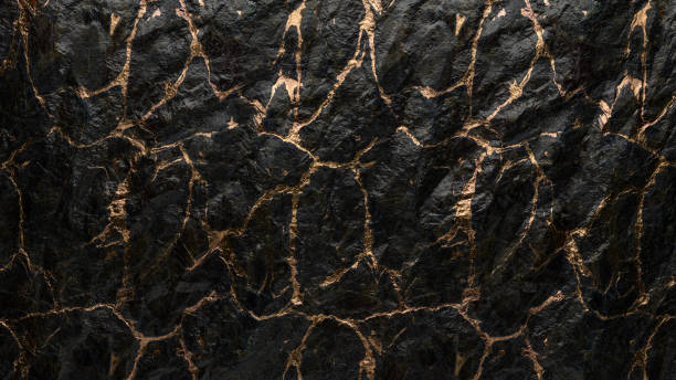 pierre noire minimaliste avec la veine d’or - macro column marble luxury photos et images de collection