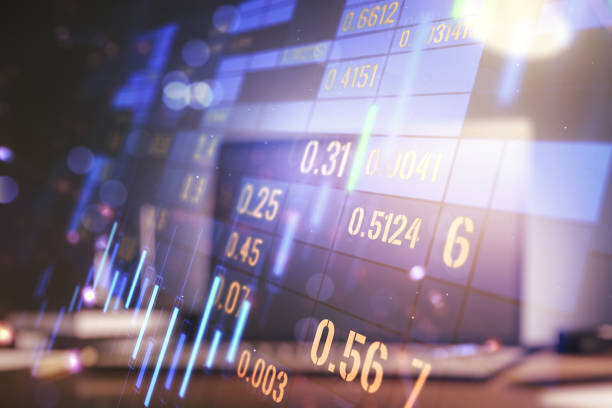 istock Multi exposure of abstract creative financial chart on computer background, research and analytics concept 1213658866