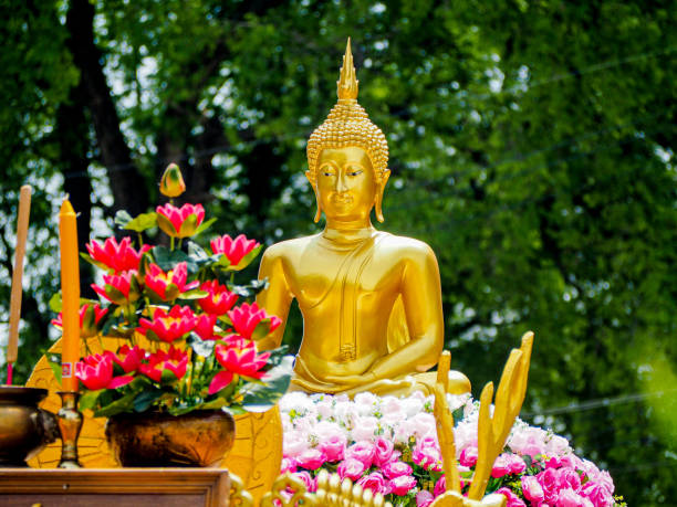 istock Festival for offering flowers to monks 1213659752